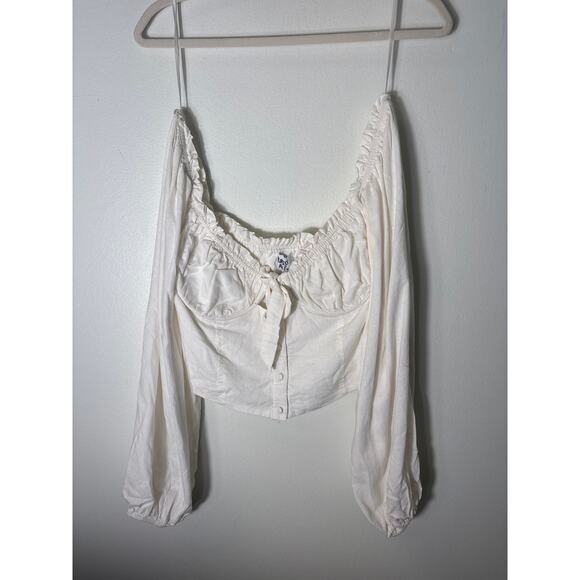 Princess Polly Long Sleeve Off the Shoulder Cropped Top with Underwire Sz 8 - Picture 1 of 2